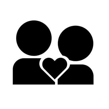 Couple silhouette icon. Two people falling in love. Editable vector.