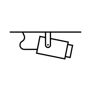 Simple ceiling surveillance camera and code icon. Security camera. Editable vector.
