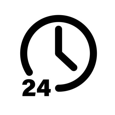 24 saat simgesi. Saat. Düzenlenebilir vektör.