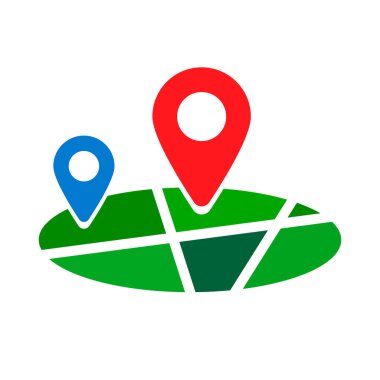 Düz tasarım şehir ve harita iğne simgeleri. Düzenlenebilir vektör.