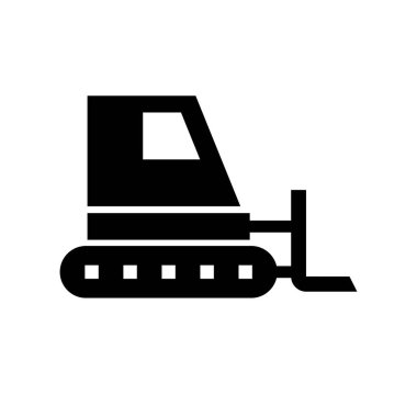 Buldozer silueti simgesi. İnşaat makineleri. Ağır ekipman. Düzenlenebilir vektör.