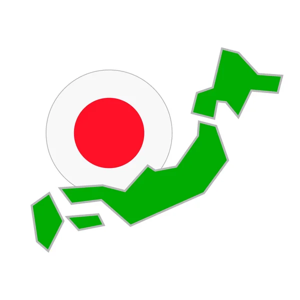 Японська Мапа Круглий Японський Прапор Відповідний Вектор — стоковий вектор