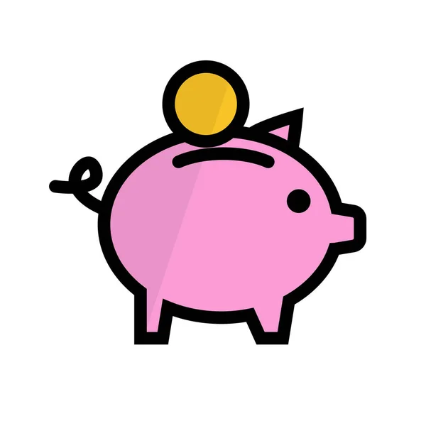 Ikona Piggy Bank Úspory Peněz Upravitelný Vektor — Stockový vektor
