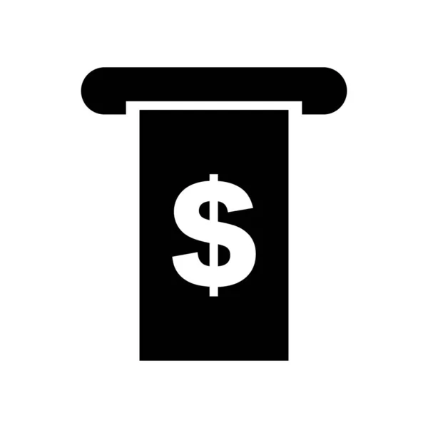 Dollar Bankbiljet Silhouet Pictogram Uit Geldautomaat Bewerkbare Vector — Stockvector