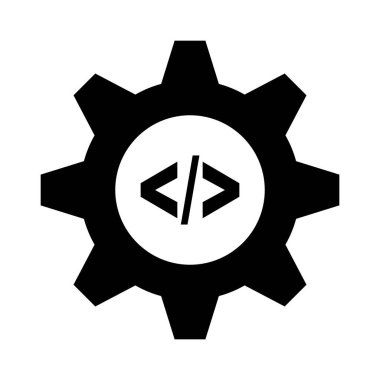 Programlama işareti ve vites simgesi. Sistem ayarları. Düzenlenebilir vektör.