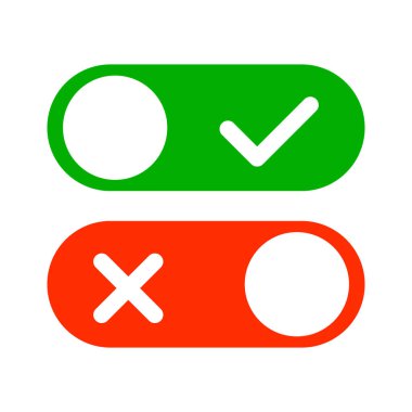 Kaydırma düğmesine güç ver ve sürgülü düğmeye çapraz işaret simgesi ile güç ver. Düzenlenebilir vektör.