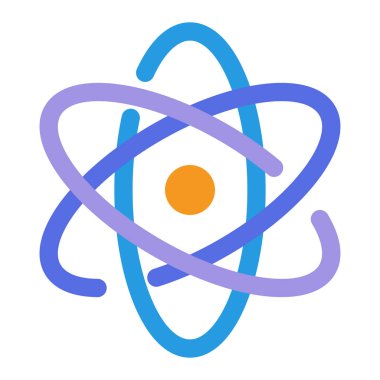 Düz Tasarım Atom Simgesi. Düzenlenebilir vektör.
