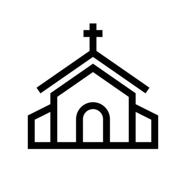 Basit bir kilise ikonu. Hıristiyan ibadet kilisesi. Düzenlenebilir vektör.