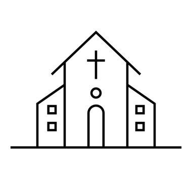 Kilise binası ikonu. Şapel binası. Din. Düzenlenebilir vektör.