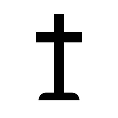 Hristiyan mezar silueti simgesi. Haç mezarı. Düzenlenebilir vektör.