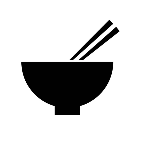 Bowl Chopsticks Silhouette Icon Editable Vector — Stock Vector