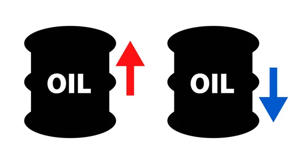 原油和石油燃料价格上涨和下跌的图标设置 可编辑矢量 — 图库矢量图片