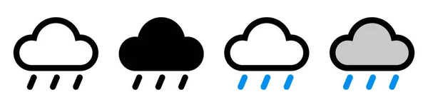 Zestaw Ikon Deszczowych Deszczowe Chmury Deszczowa Pogoda Wektor Edytowalny — Wektor stockowy