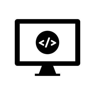 Programlama geliştirme için masaüstü bilgisayar simgesi. Düzenlenebilir vektör.
