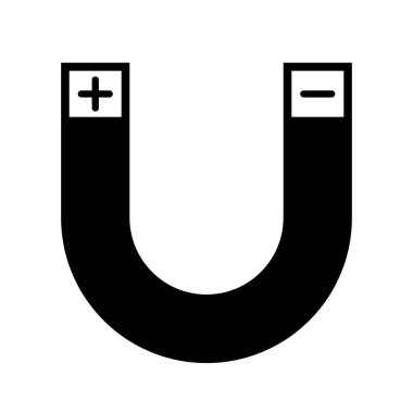 Artı ve eksi işaretli mıknatıs simgesi. Düzenlenebilir vektör.