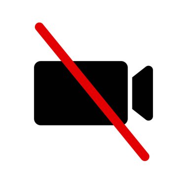 Video kamera yasaklı simgeyi kaydediyor. Düzenlenebilir vektör.