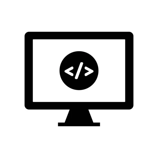 Desktop Computer Icon Programming Development Editable Vector — Stock Vector