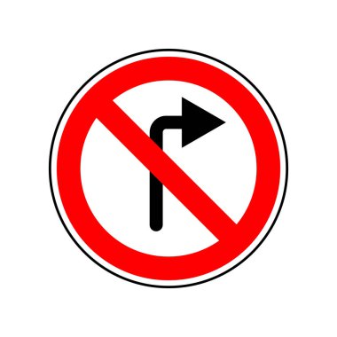 Sağa dönüş işareti yok. Düzenlenebilir vektör.