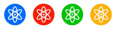 Atom simgesi farklı renklerde ayarlandı. Düzenlenebilir vektör.