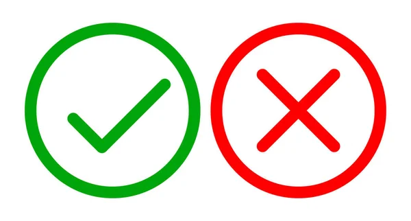 Στρογγυλό Κουμπί Που Έλεγχο Και Σταυρό Σήματα Σωστό Και Λάθος — Διανυσματικό Αρχείο