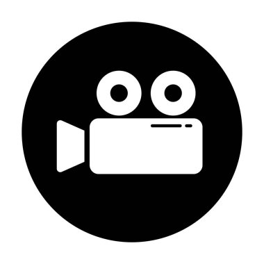 Yuvarlak sinema kamerası ikonu. Film kamerası. Düzenlenebilir vektör.