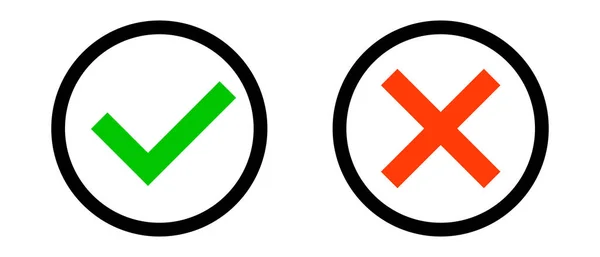Conjunto Marcas Redondas Marcas Cruzadas Correcto Incorrecto Permitido Prohibido Vectores — Vector de stock
