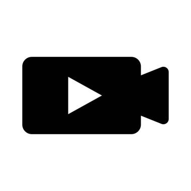 Oynat düğmesinin film kamerası silueti simgesi. Düzenlenebilir vektör.