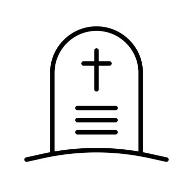 Basit bir Hristiyan mezar ikonu. Mezar. Düzenlenebilir vektör.