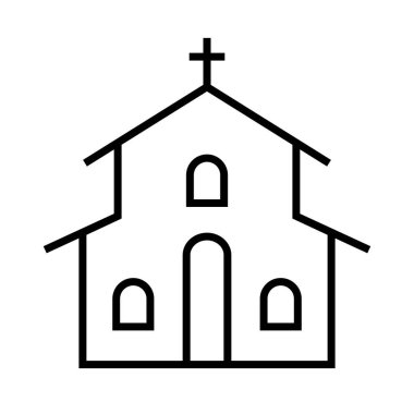 Tapma tesisi ikonu. Hıristiyanlık. Kiliseye. Düzenlenebilir vektör.