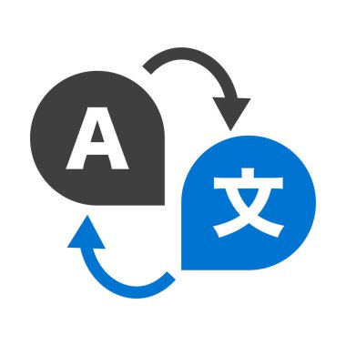 Japonca ve İngilizce çeviri ikonu. Düzenlenebilir vektör.