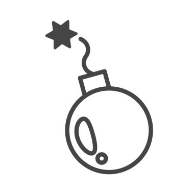 Pop bomb icon. Ignited bomb. Editable vector.