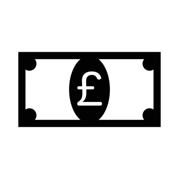 Das Silhouette Symbol Der Pfund Banknote Editierbarer Vektor — Stockvektor
