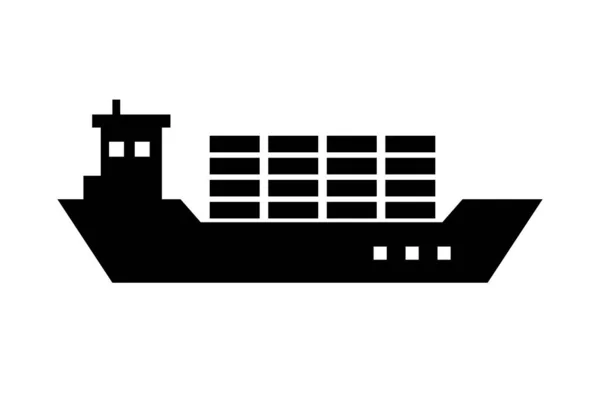 Vrachtschip Vrachtsilhouet Icoon Scheepvaartindustrie Bewerkbare Vector — Stockvector