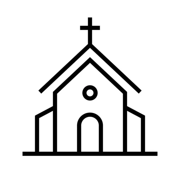 Ikon Gereja Sederhana Kristen Vektor Yang Dapat Diedit - Stok Vektor