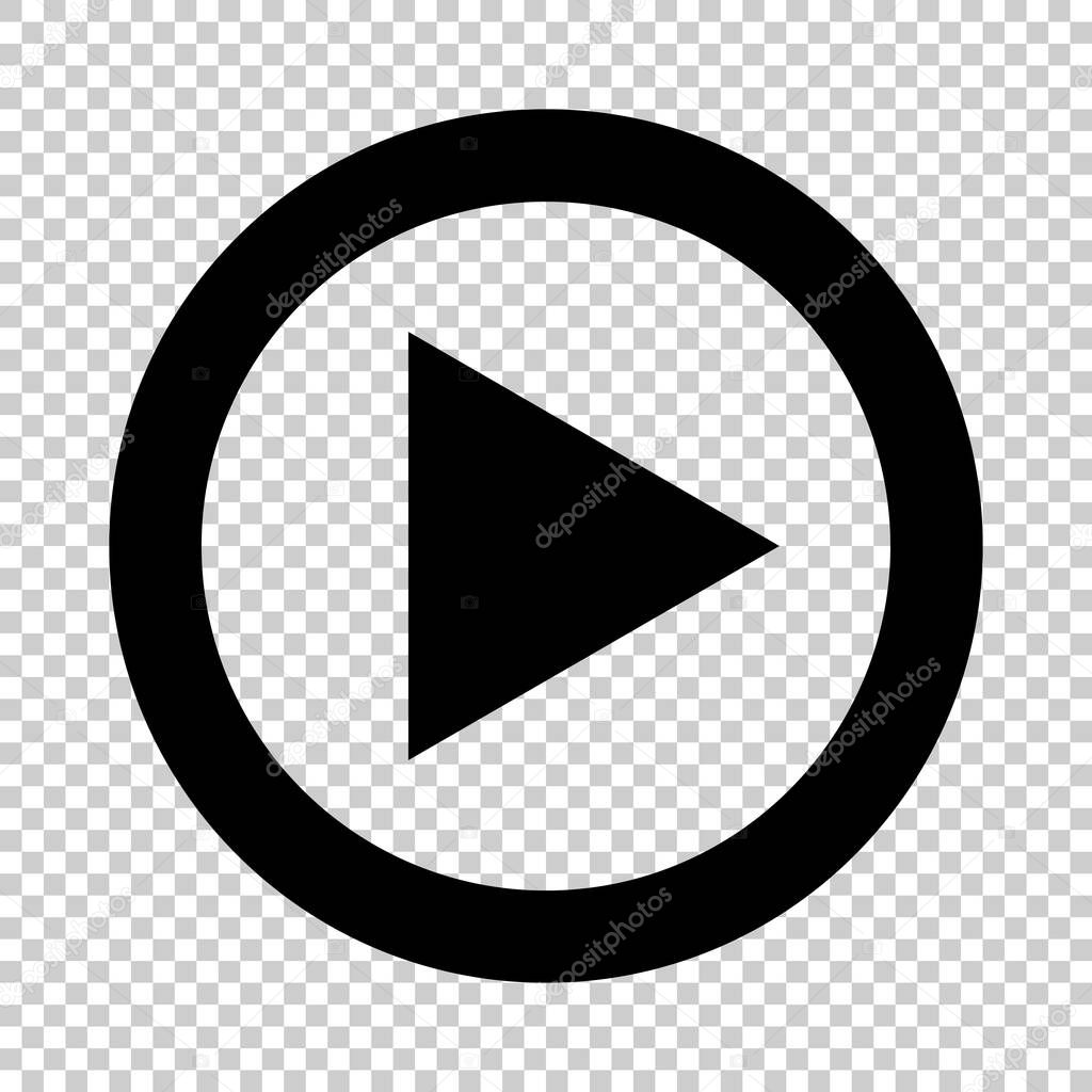 Play button silhouette icon isolated on transparent background. Editable vector.