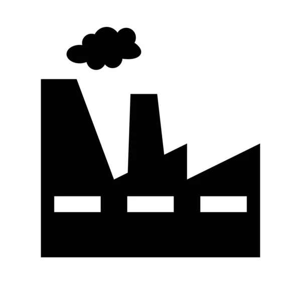 工厂或工厂的轮廓图标与烟雾 可编辑矢量 — 图库矢量图片