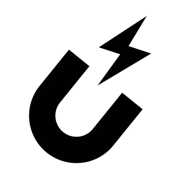 Elektrizität Silhouette Symbol Des Magneten Und Der Magnetischen Kraft Editierbarer — Stockvektor