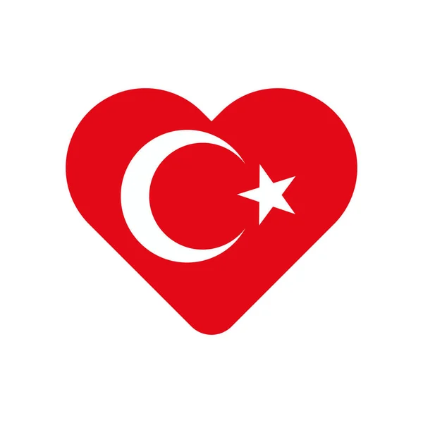 Bandeira Turca Com Símbolo Coração Vetor Editável — Vetor de Stock