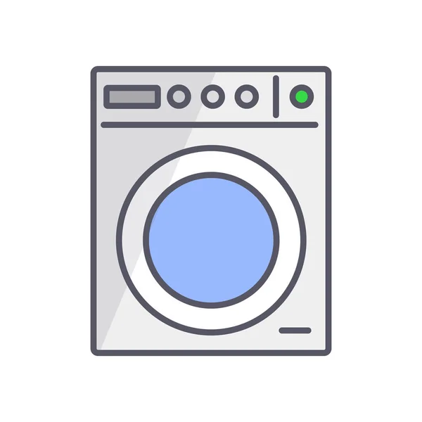 洗濯機のアイコンが作動中 洗濯と洗濯 編集可能なベクトル — ストックベクタ