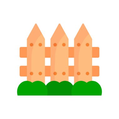 Düz dizayn ahşap çitler ve çimenler. Bahçe. Düzenlenebilir vektör.