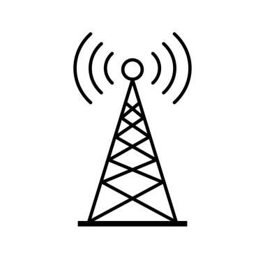 Basit radyo kulesi ikonu. İletişim kulesi. Düzenlenebilir vektör.