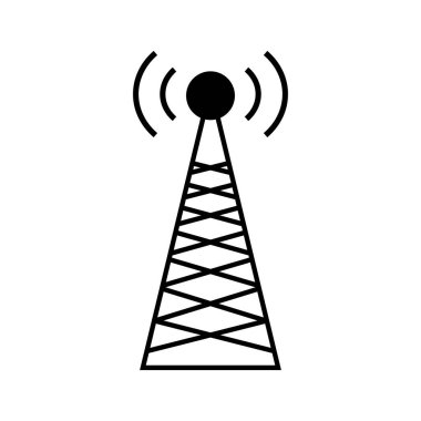 İletişim kulesi ve üs istasyonu ikonu. Düzenlenebilir vektör.