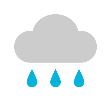 Düz tasarım yağmur ikonu. Yağmur bulutu. Hava durumu. Düzenlenebilir vektör.