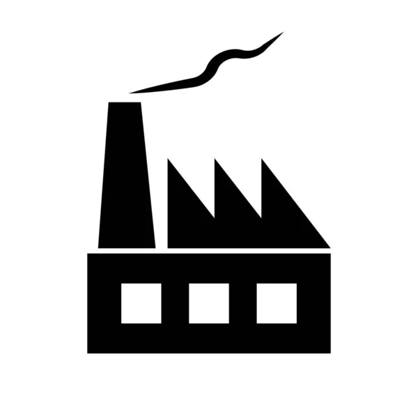 Factory Industry Silhouette Icon Manufacturing Plant Editable Vector — Stock Vector