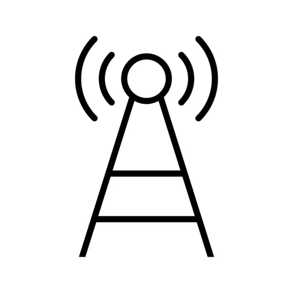 一个简单的通讯塔 天线和无线电波 可编辑矢量 — 图库矢量图片