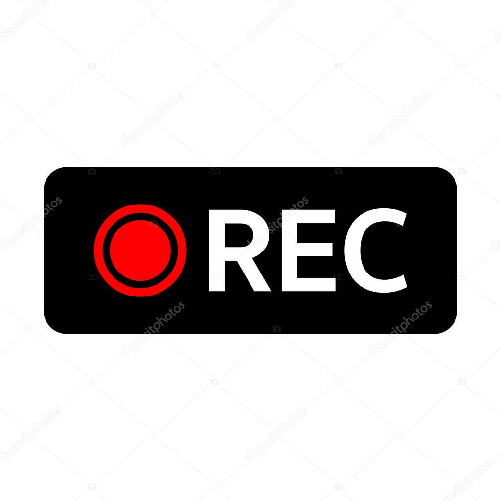 REC icon for video camera recording. Editable vector.