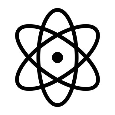Düz atom simgesi. Bilim ve kimya. Düzenlenebilir vektör.