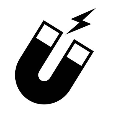 Mıknatıs ve manyetik alanın elektrik siluet simgesi. Düzenlenebilir vektör.