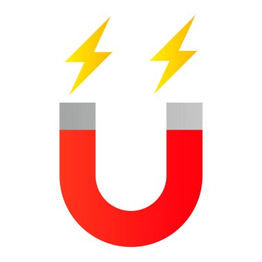 U-mıknatıs ve manyetik alan simgesi. Düzenlenebilir vektör.