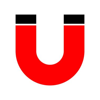 Kırmızı U şeklinde mıknatıs simgesi. Düzenlenebilir vektör.